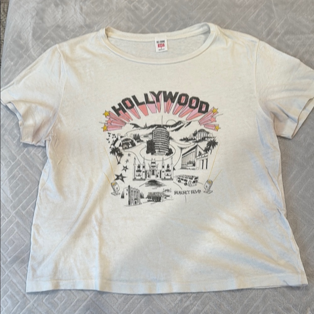 Re/Done White Hollywood Graphic Tee